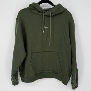 RAPHA WOMEN'S COTTON HOODIE DEEP OLIVE ORGANIC COTTON EMBROIDERED CHEST LARGE
